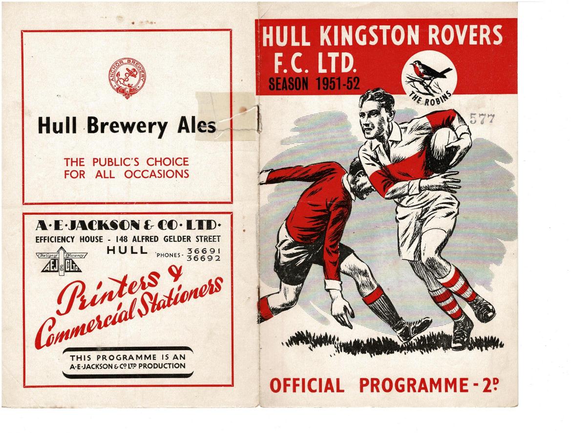 Programme cover: Oldham v Hull Kingston Rovers, 26 April 1952