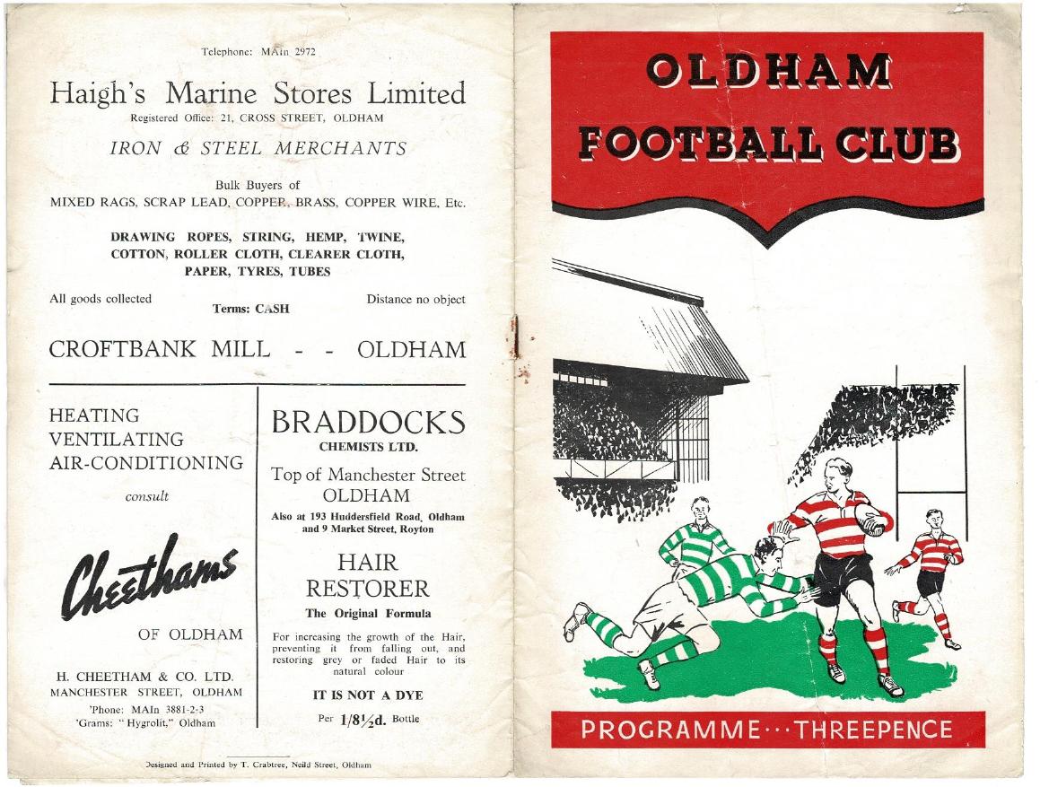 Programme cover: Oldham v Wigan, 27 December 1952