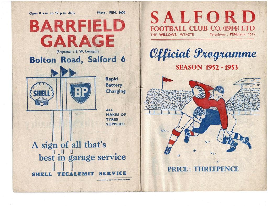Programme cover: Oldham v Salford, 17 January 1953