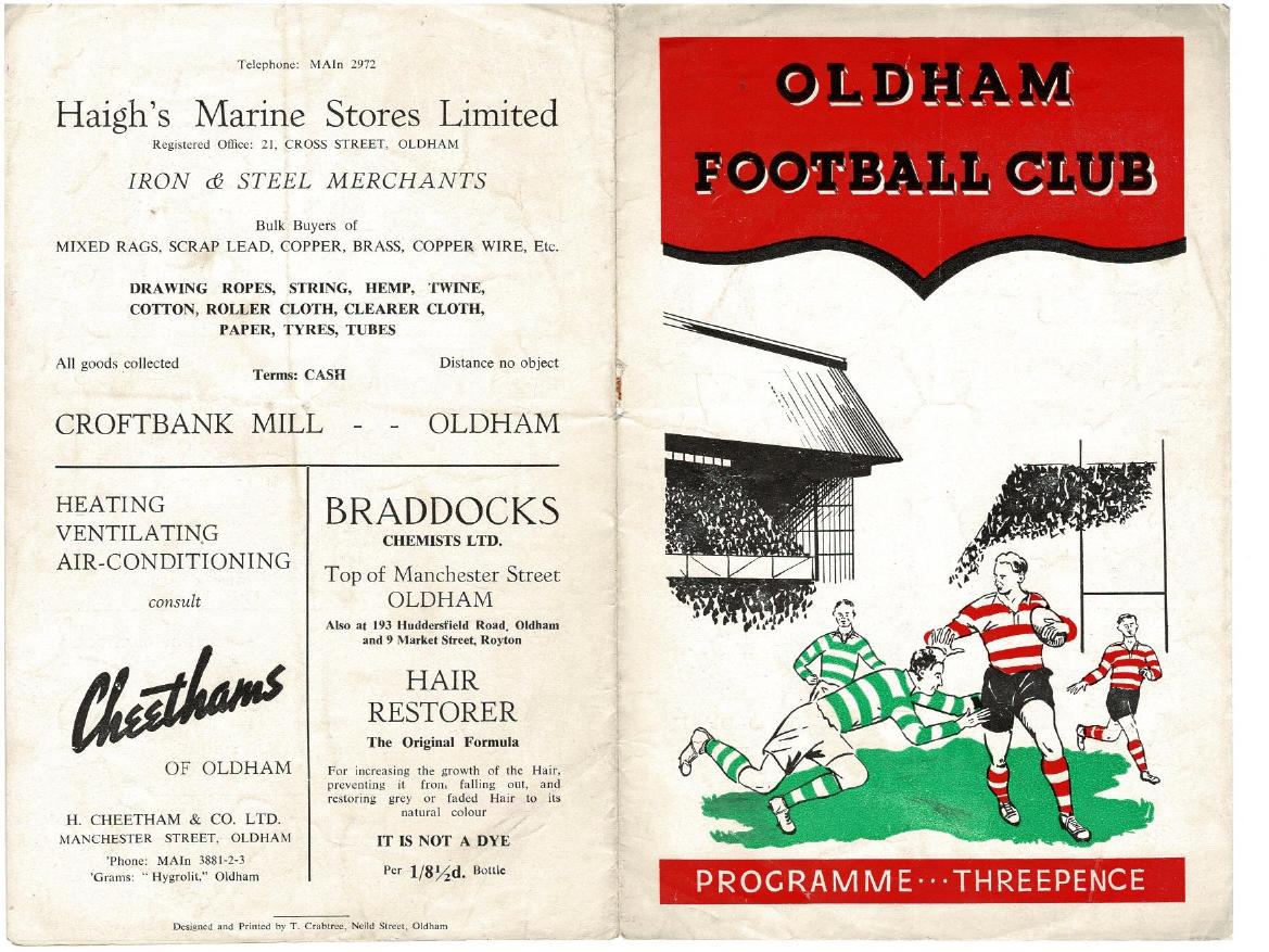 Programme cover: Oldham v Bradford Northern, 7 March 1953