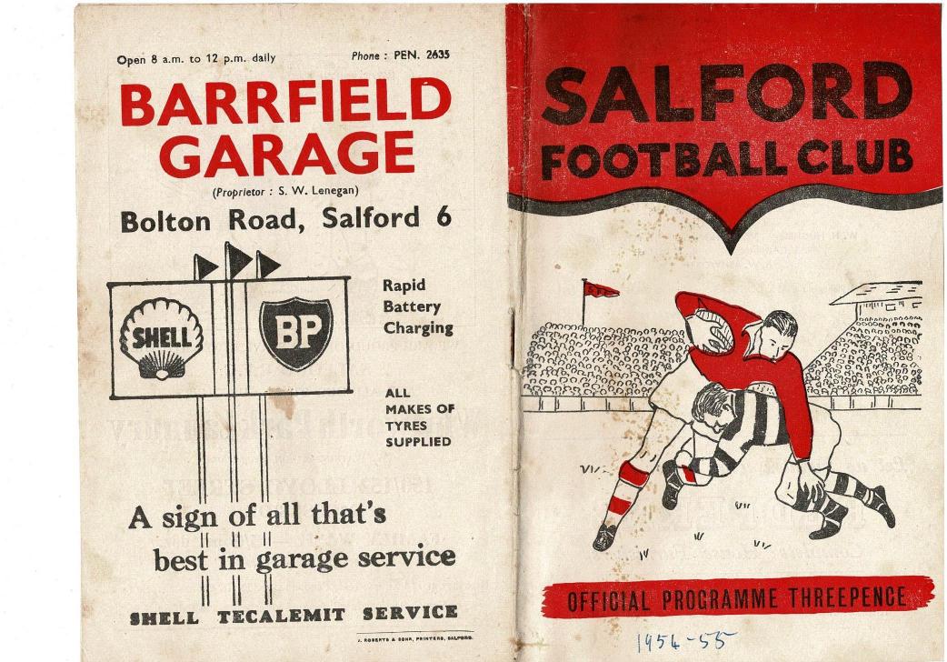Programme cover: Oldham v Salford, 25 August 1954