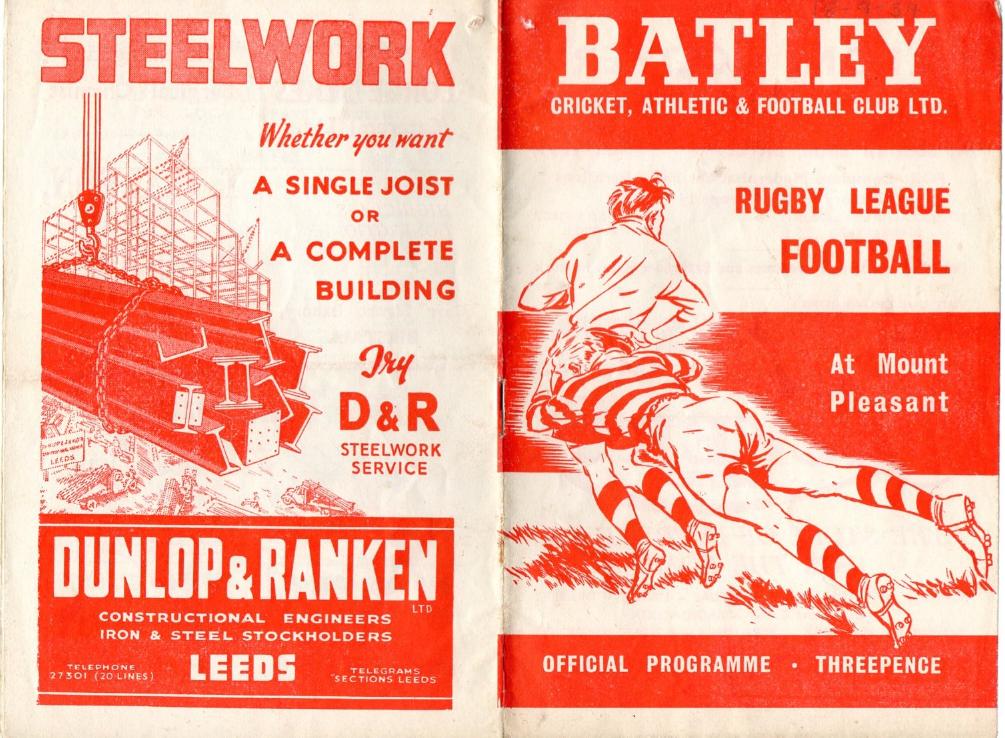 Programme cover: Oldham v Batley, 18 September 1954