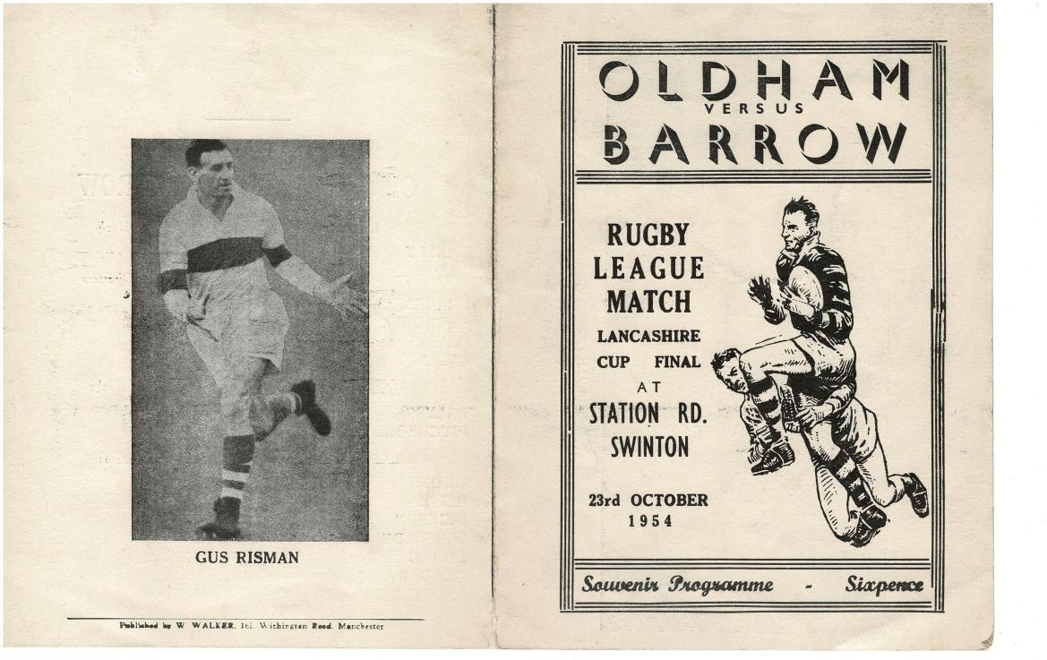 Programme cover: Oldham v Barrow, 23 October 1954