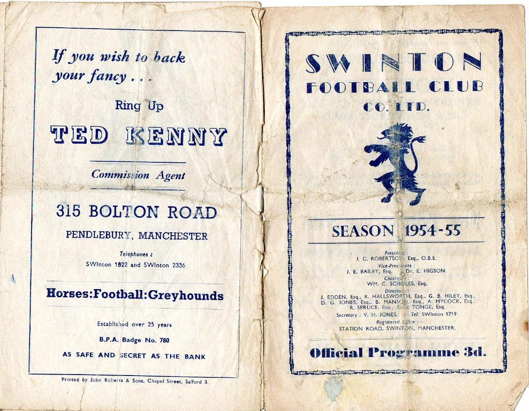 Programme cover: Oldham v Swinton, 8 April 1955