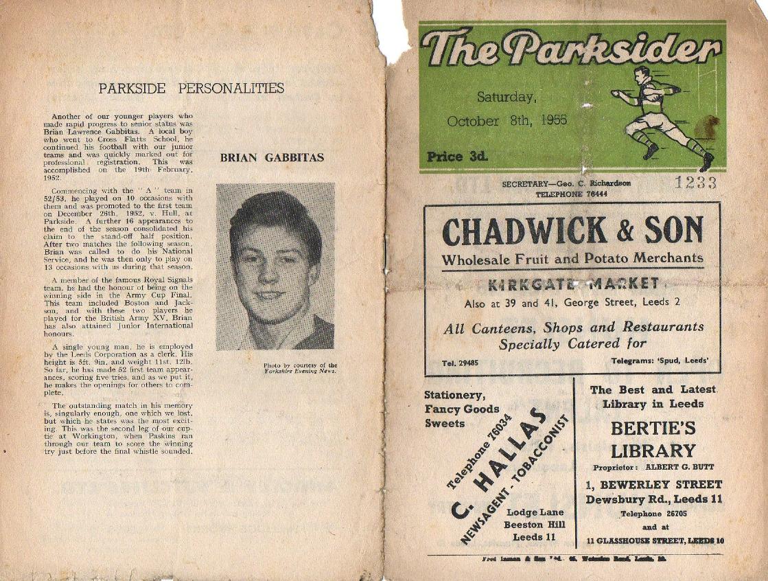Programme cover: Oldham v Hunslet, 8 October 1955