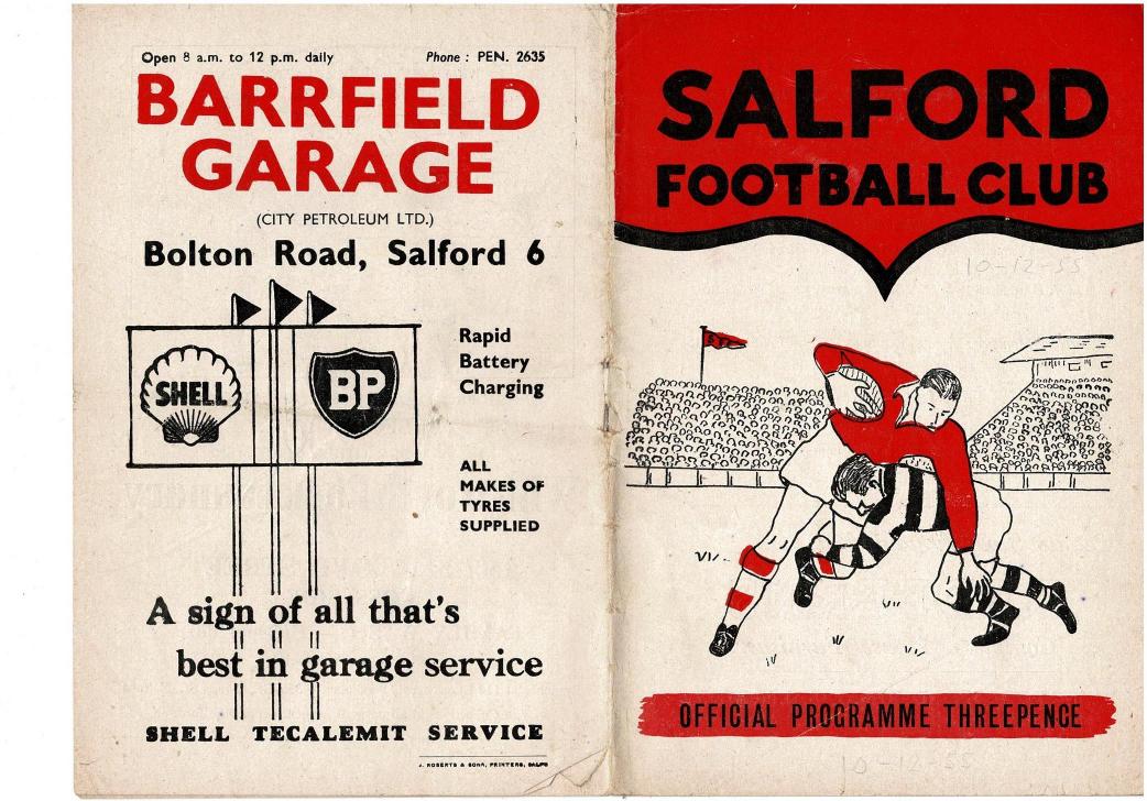 Programme cover: Oldham v Salford, 10 December 1955
