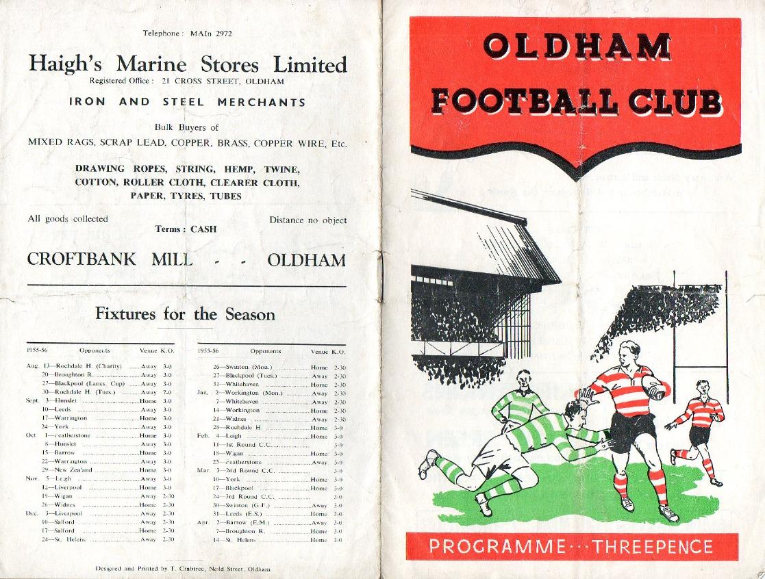 Programme cover: Oldham v York, 10 March 1956