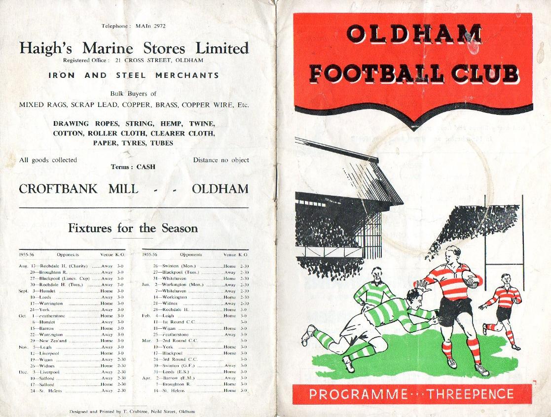 Programme cover: Oldham v Blackpool Borough, 17 March 1956