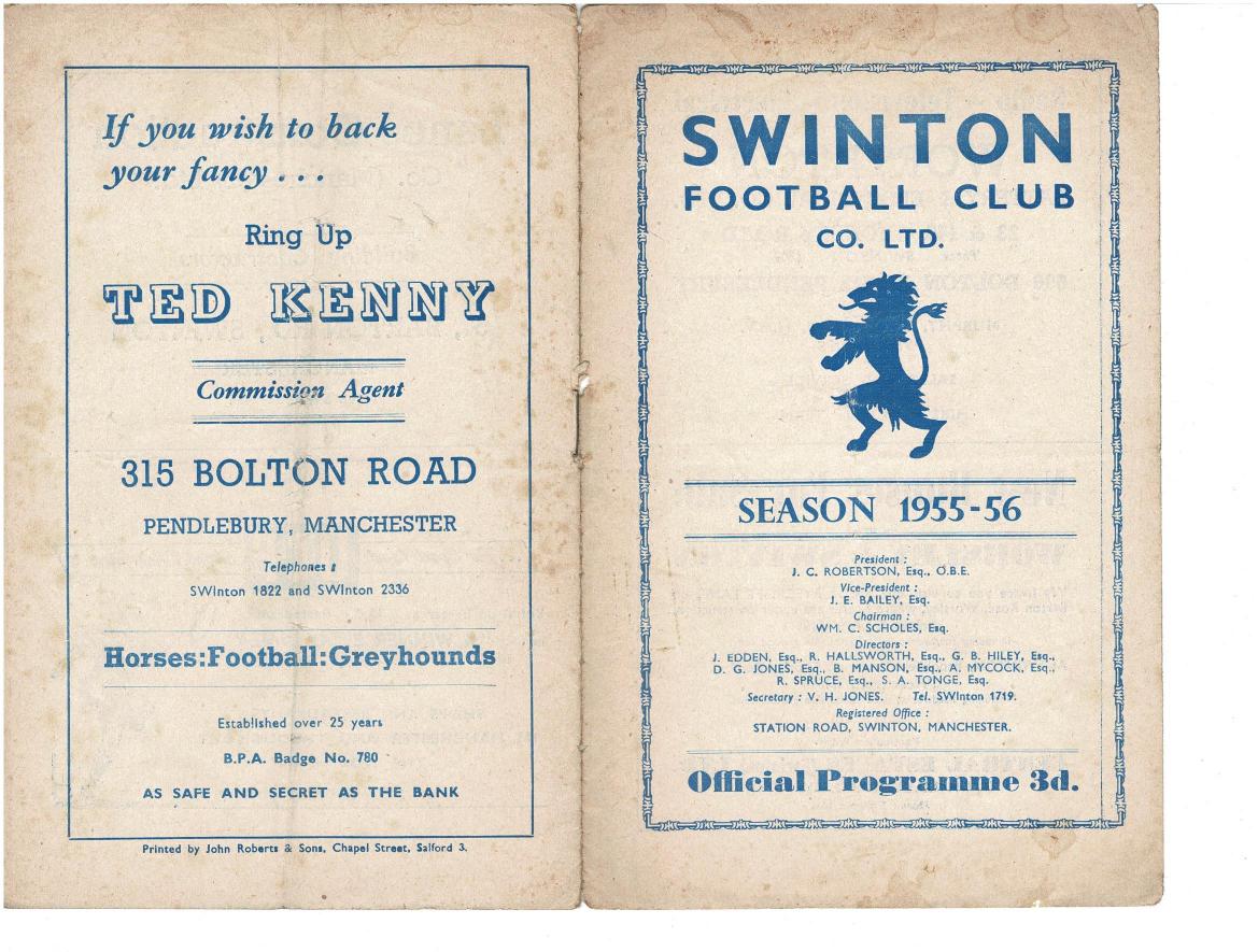 Programme cover: Oldham v Swinton, 30 March 1956