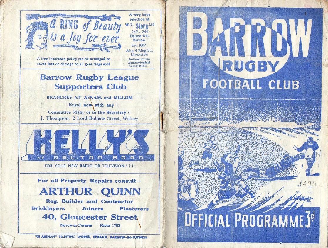 Programme cover: Oldham v Barrow, 2 April 1956