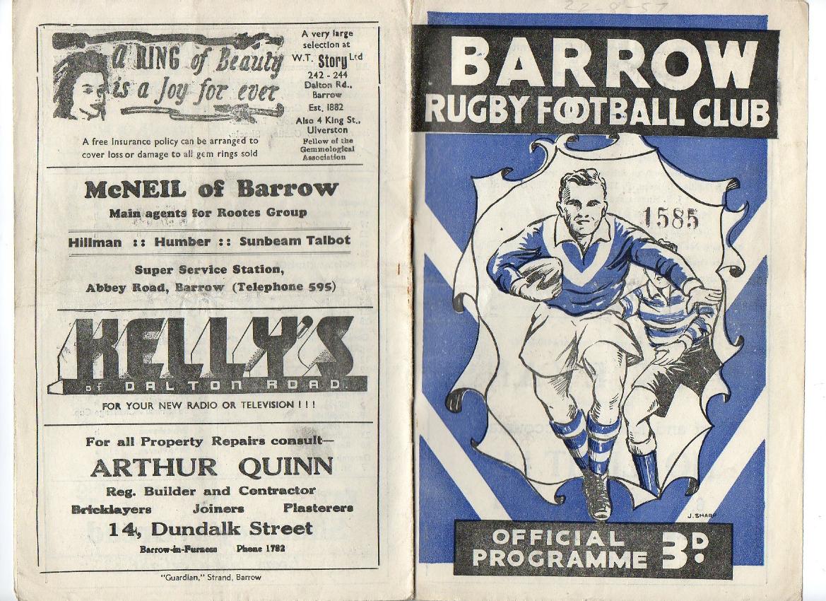 Programme cover: Oldham v Barrow, 22 August 1957