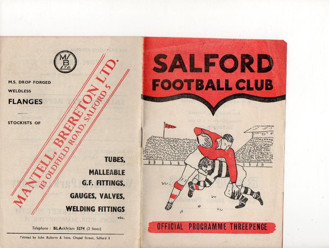 Programme cover: Oldham v Salford, 9 November 1957