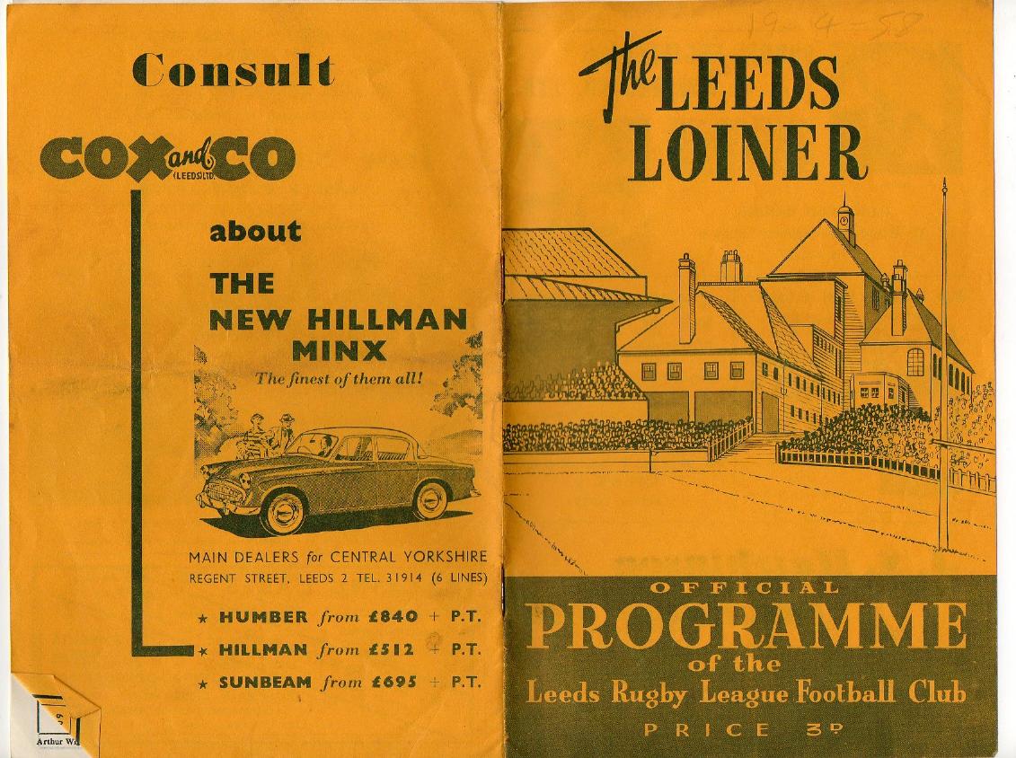 Programme cover: Oldham v Leeds, 19 April 1958