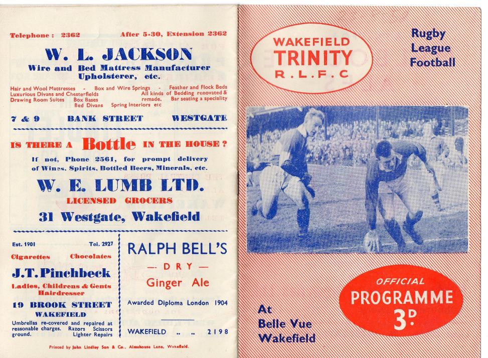 Programme cover: Oldham v Wakefield Trinity, 23 August 1958