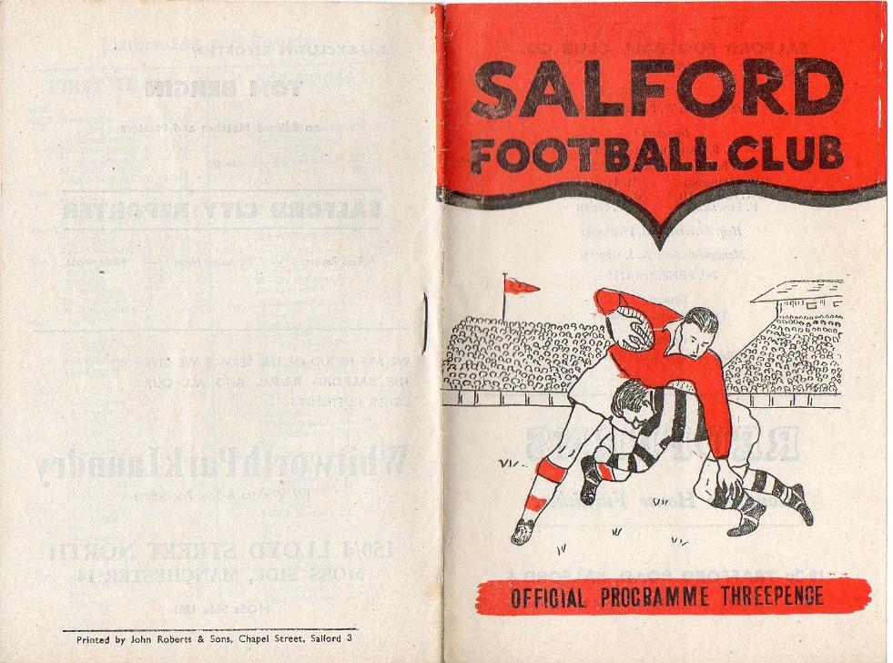 Programme cover: Oldham v Salford, 15 November 1958