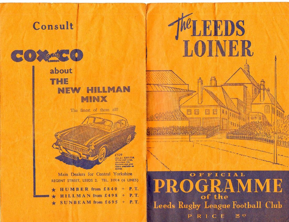 Programme cover: Oldham v Leeds, 31 January 1959