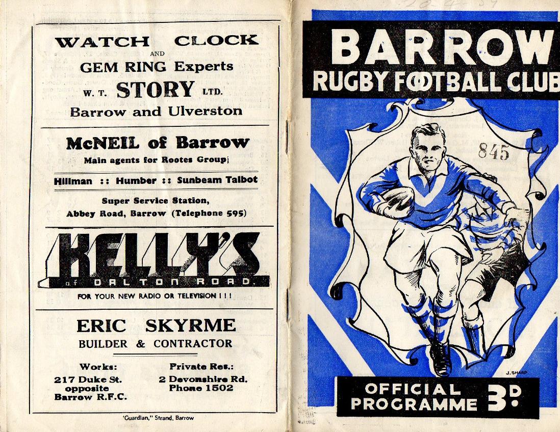 Programme cover: Oldham v Barrow, 20 April 1959