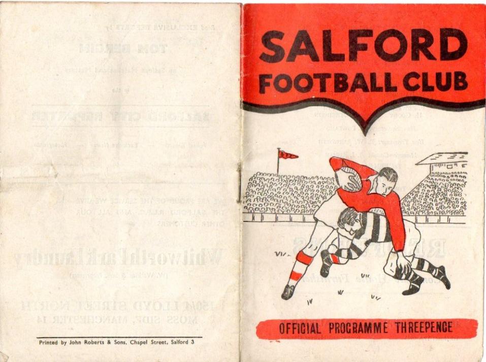 Programme cover: Oldham v Salford, 22 August 1959