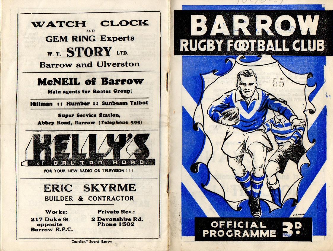 Programme cover: Oldham v Barrow, 10 October 1959