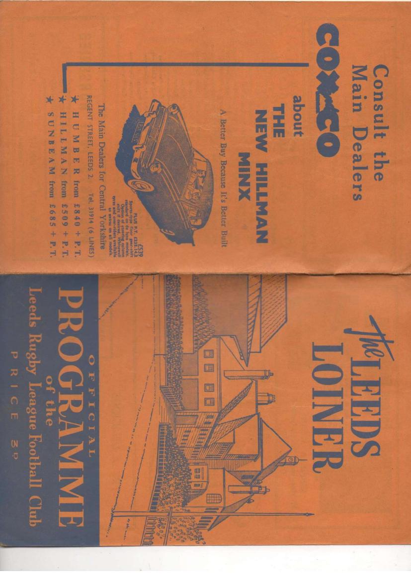 Programme cover: Oldham v Leeds, 5 March 1960