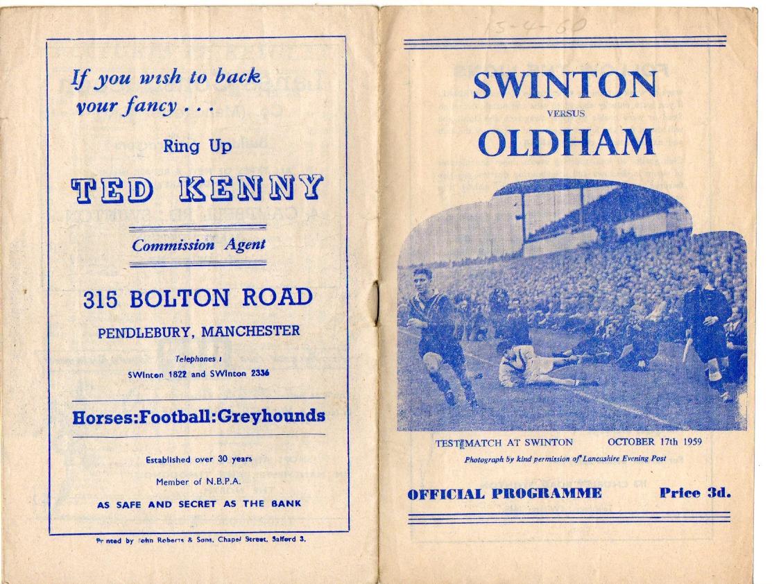 Programme cover: Oldham v Swinton, 15 April 1960