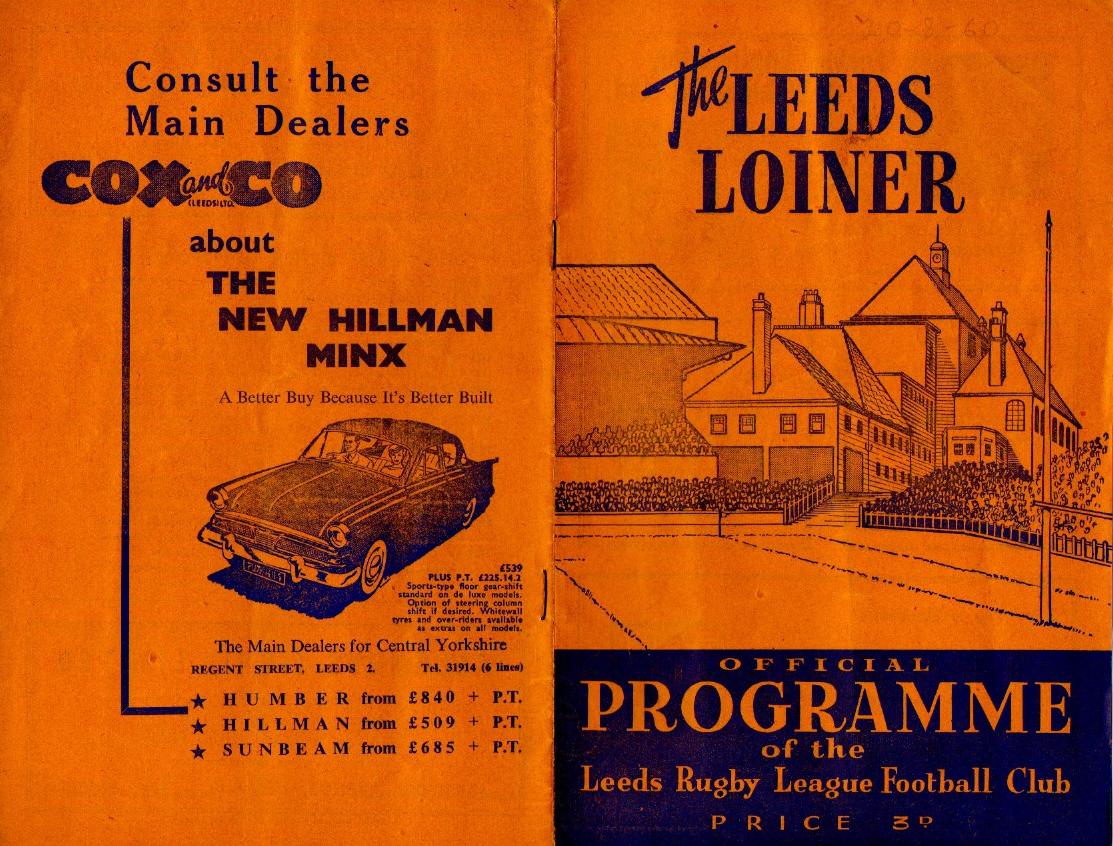 Programme cover: Oldham v Leeds, 20 August 1960