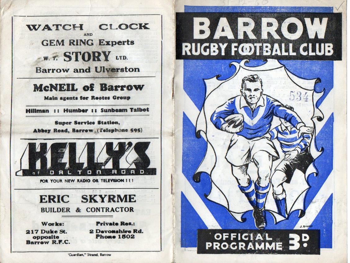 Programme cover: Oldham v Barrow, 31 December 1960
