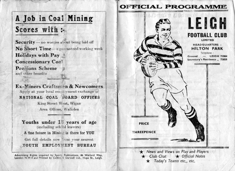 Programme cover: Oldham v Leigh, 10 March 1962