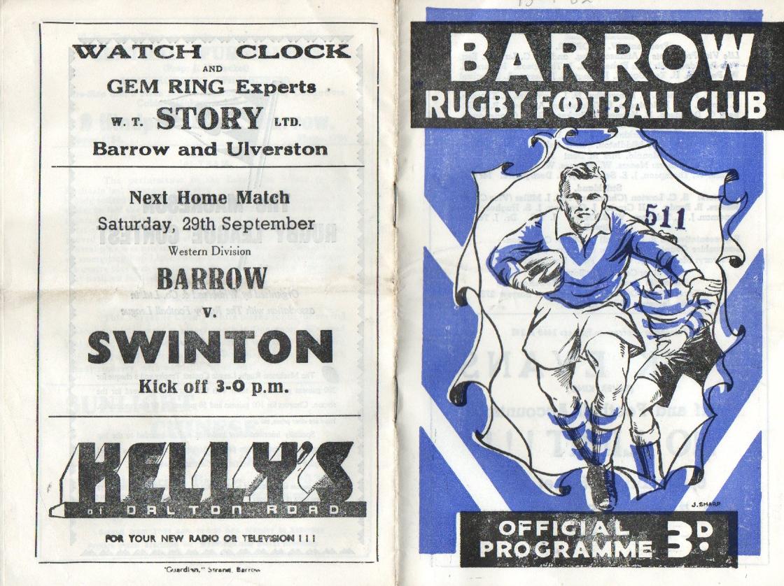 Programme cover: Oldham v Barrow, 15 September 1962