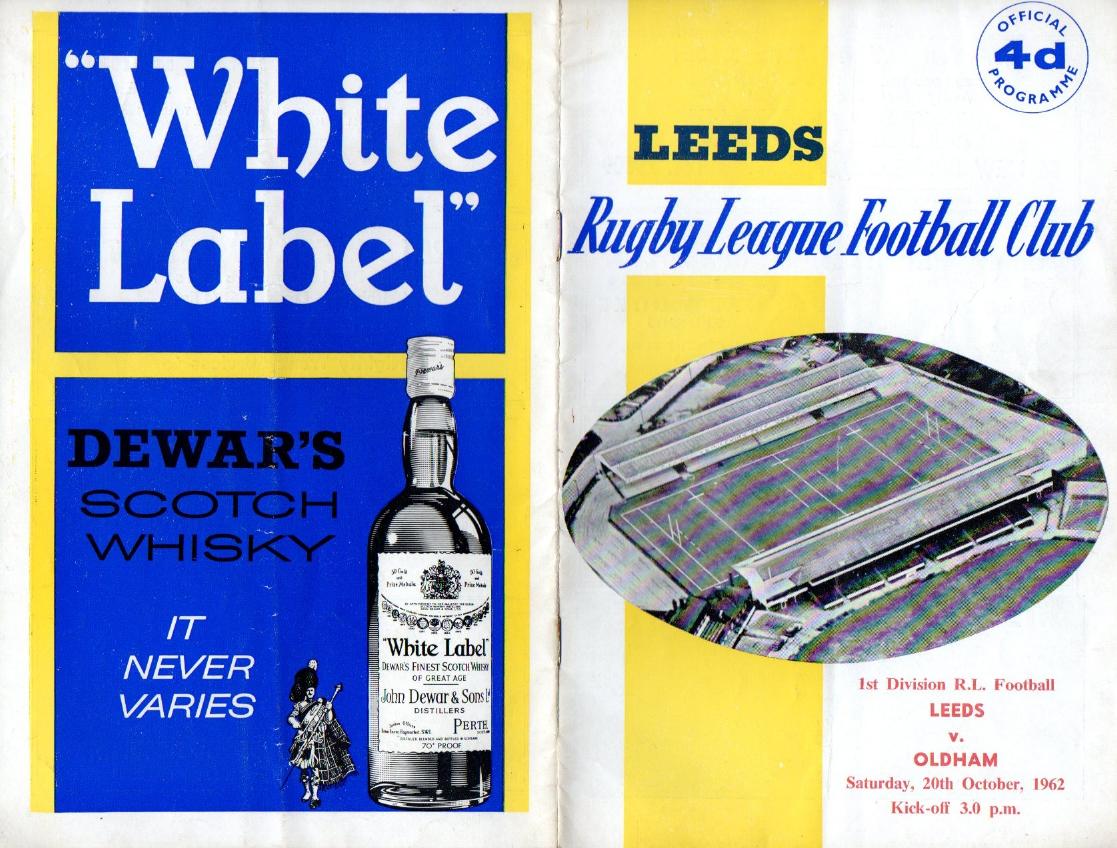 Programme cover: Oldham v Leeds, 20 October 1962