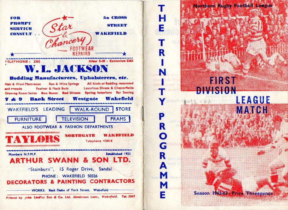 Programme cover: Oldham v Wakefield Trinity, 1 December 1962