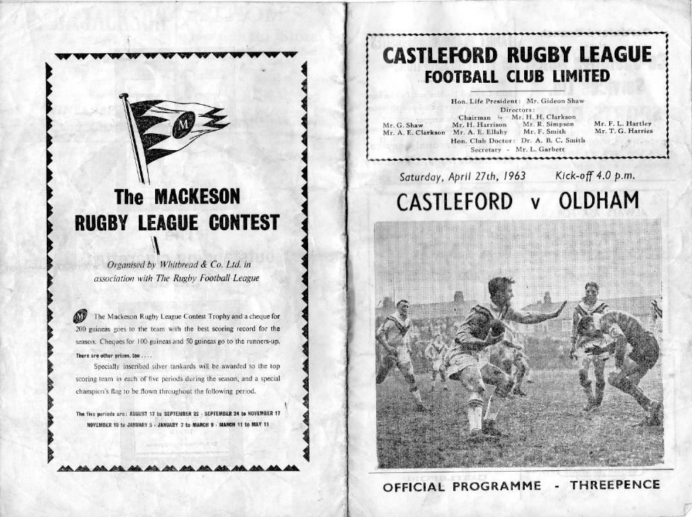 Programme cover: Oldham v Castleford, 27 April 1963