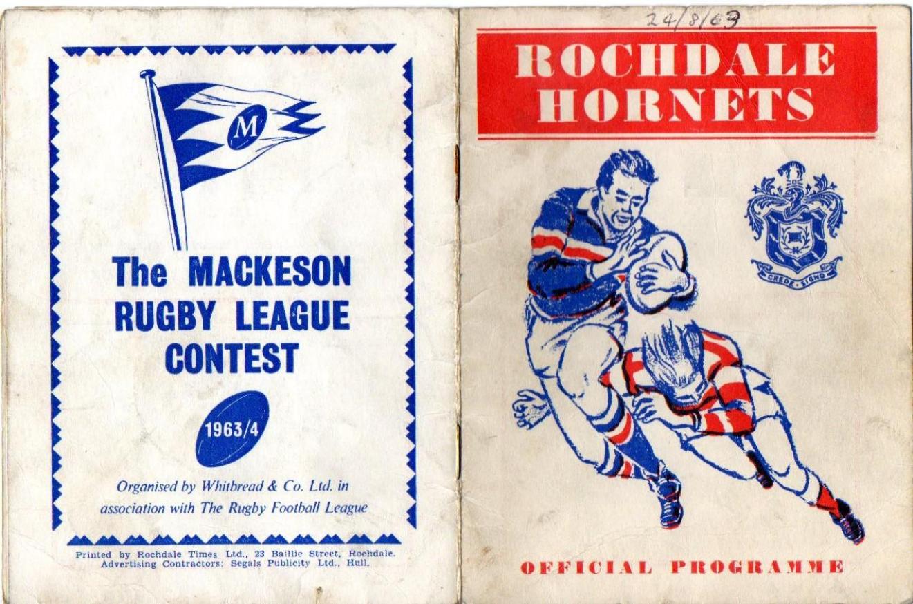 Programme cover: Oldham v Rochdale Hornets, 24 August 1963