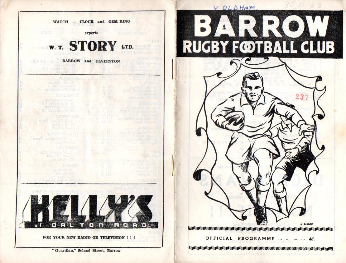 Programme cover: Oldham v Barrow, 30 November 1963