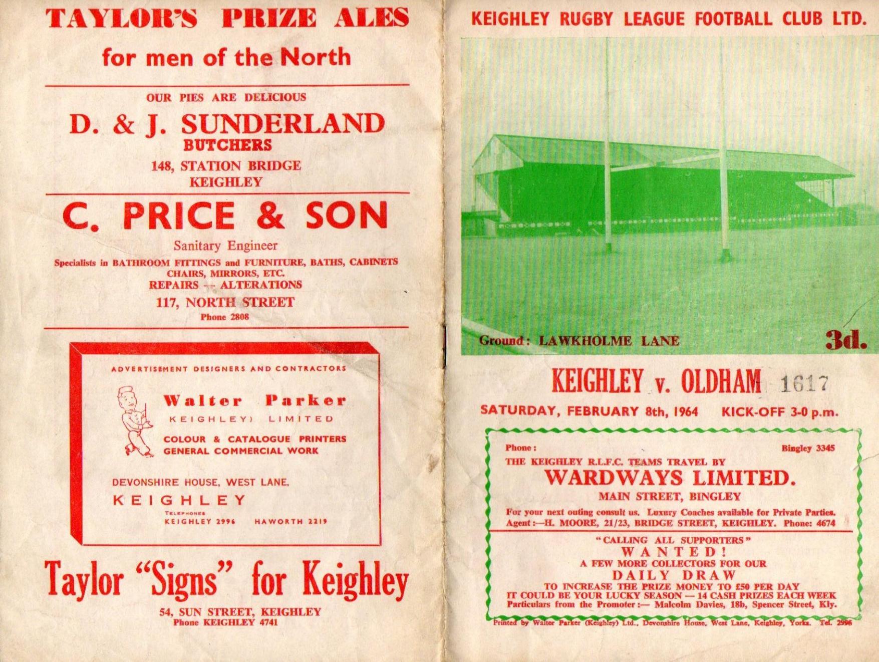 Programme cover: Oldham v Keighley, 8 February 1964