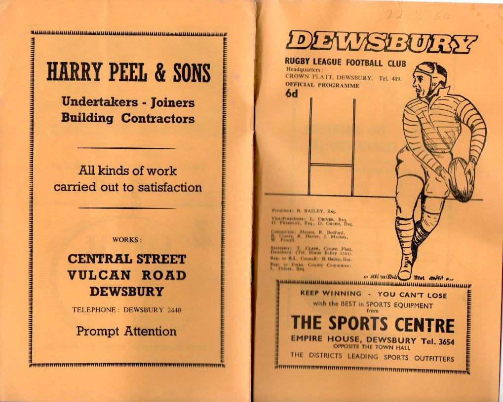 Programme cover: Oldham v Dewsbury, 22 August 1964