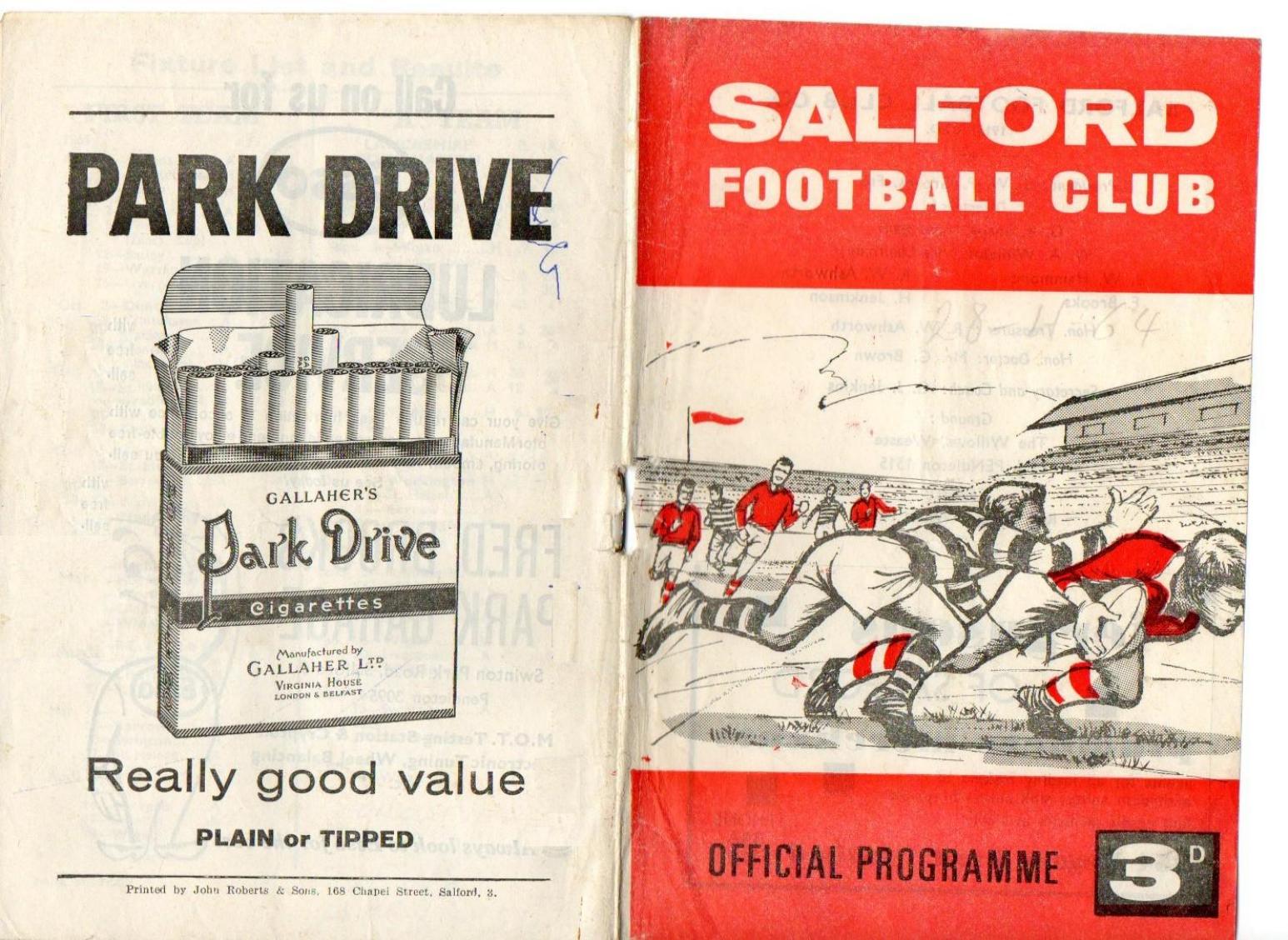 Programme cover: Oldham v Salford, 28 November 1964