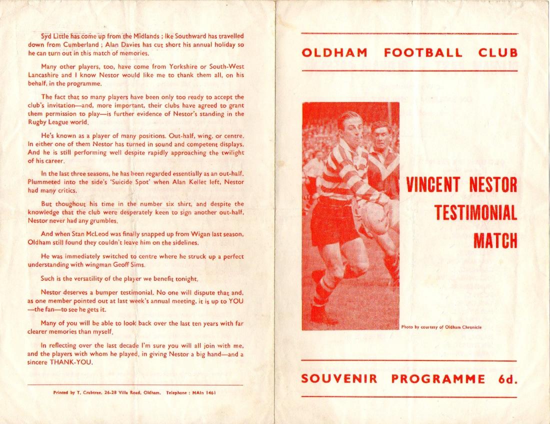 Programme cover: Oldham v Oldham Past, 29 May 1965