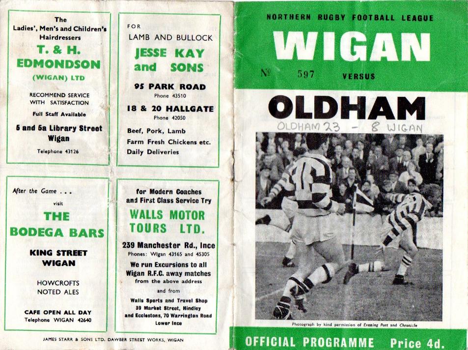 Programme cover: Oldham v Wigan, 28 August 1965