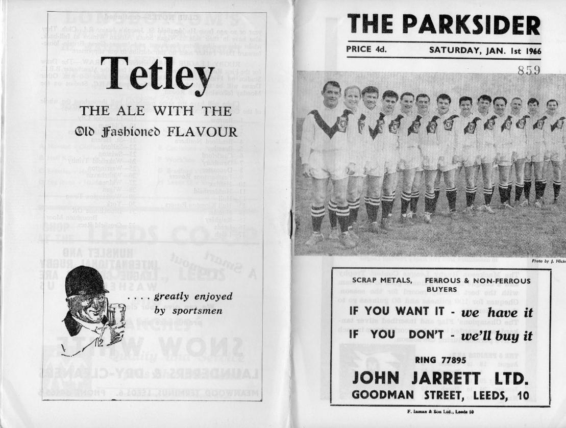 Programme cover: Oldham v Hunslet, 1 January 1966