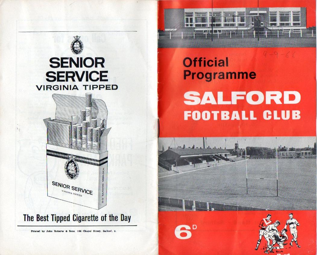 Programme cover: Oldham v Salford, 9 September 1966