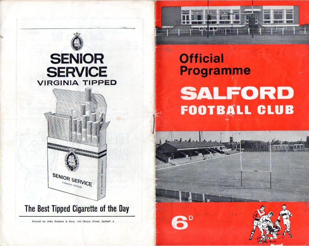 Programme cover: Oldham v Salford, 15 September 1966