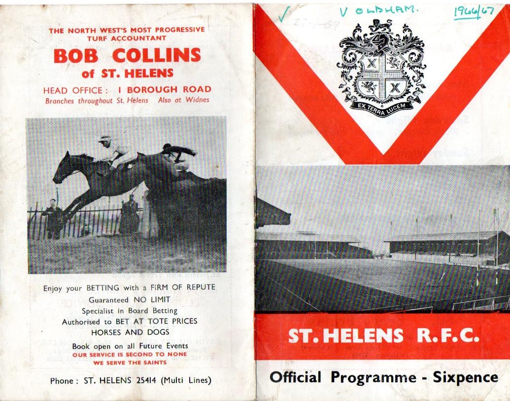 Programme cover: Oldham v St Helens, 27 January 1967