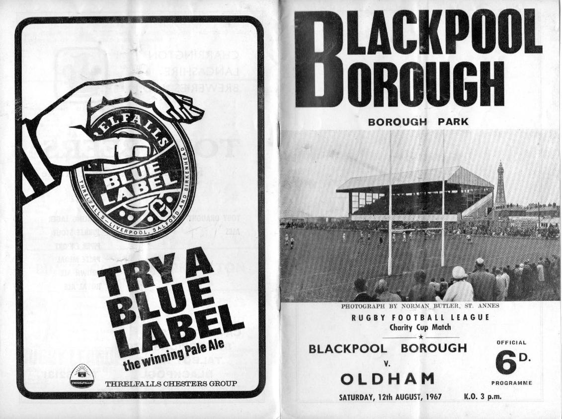 Programme cover: Oldham v Blackpool Borough, 12 August 1967