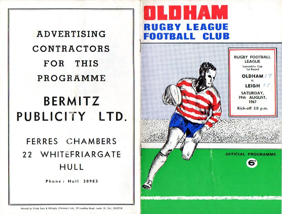 Programme cover: Oldham v Leigh, 19 August 1967