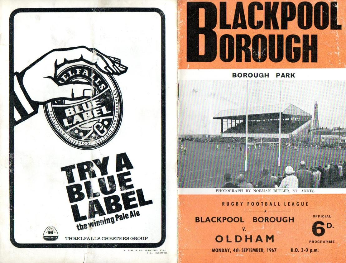 Programme cover: Oldham v Blackpool Borough, 4 September 1967