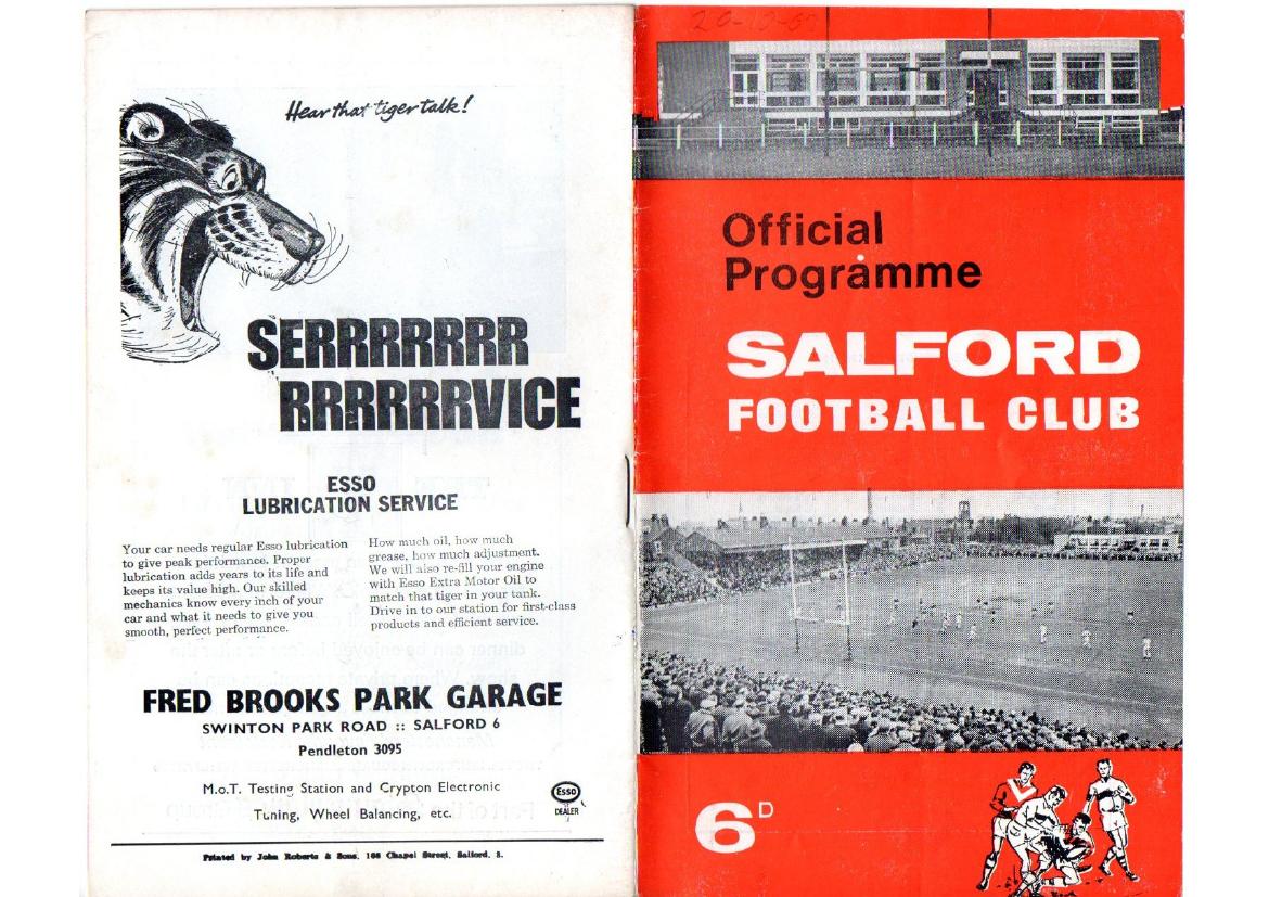Programme cover: Oldham v Salford, 20 October 1967