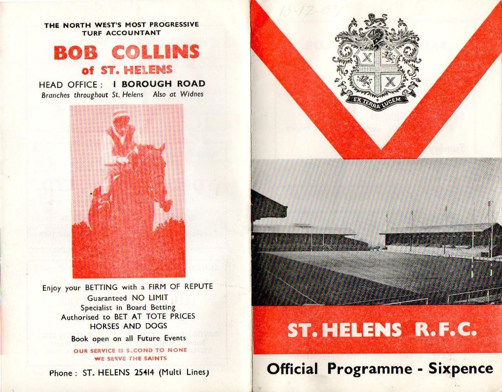 Programme cover: Oldham v St Helens, 16 December 1967