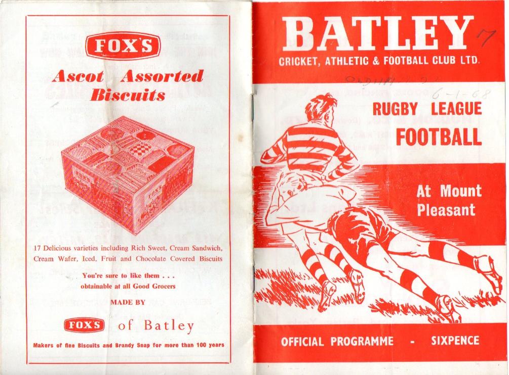 Programme cover: Oldham v Batley, 6 January 1968