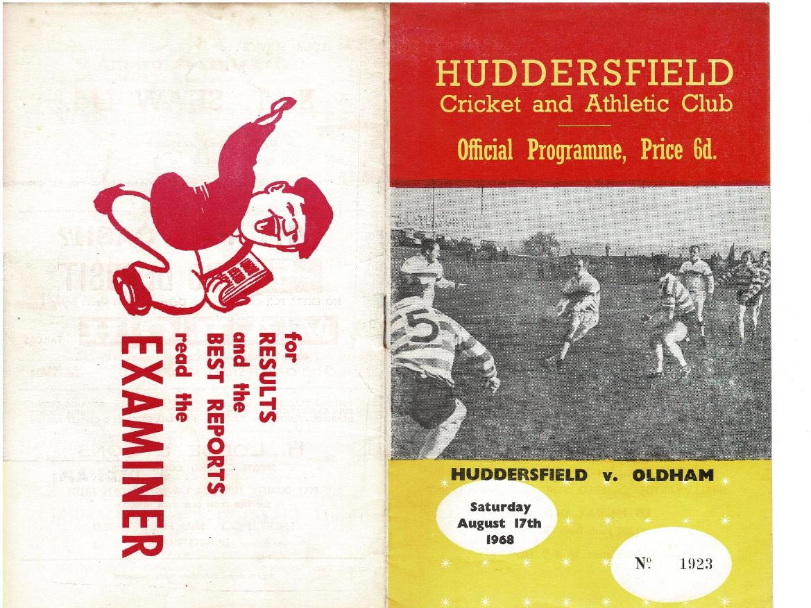 Programme cover: Oldham v Huddersfield, 17 August 1968